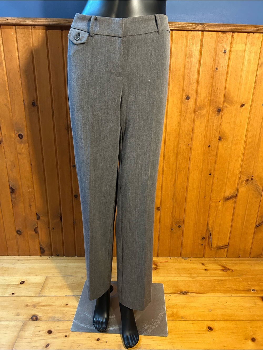 Gray Straight-Leg Dress Pants